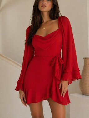 ❤️ SABO SKIRT Red Wrap Mini Dress | Size S | Flowy